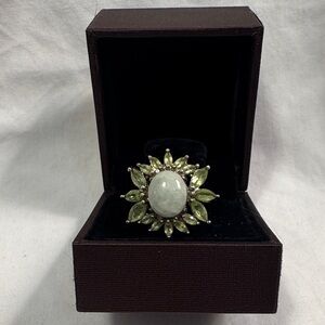 Genuine, Jade a Peridot Gemstone Ring set in 925 sterling silver